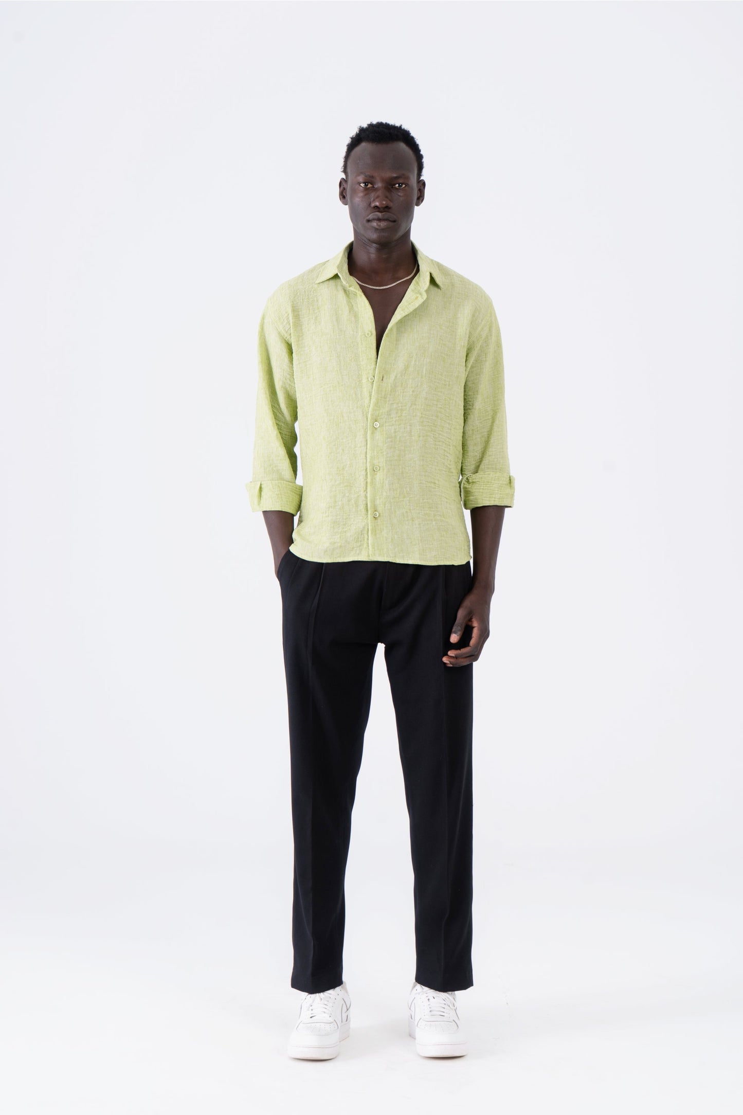 Lime Linen Long Sleeve Shirt - oddegypt