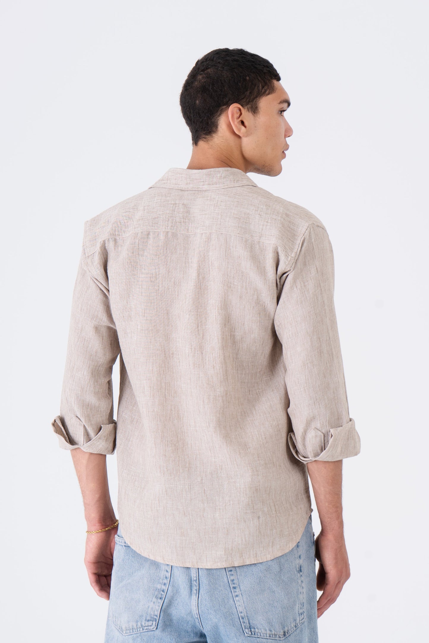Tobacco Linen Long Sleeve Shirt - oddegypt