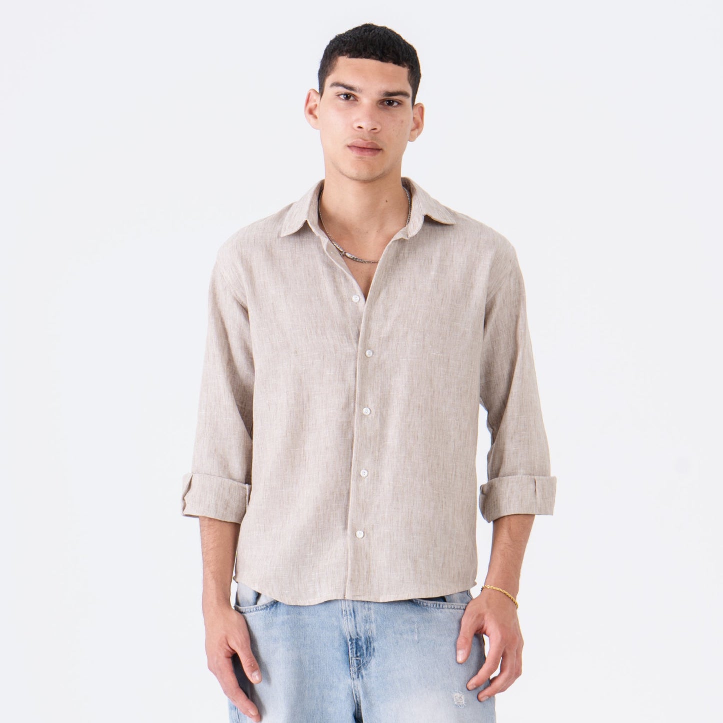 Tobacco Linen Long Sleeve Shirt - oddegypt