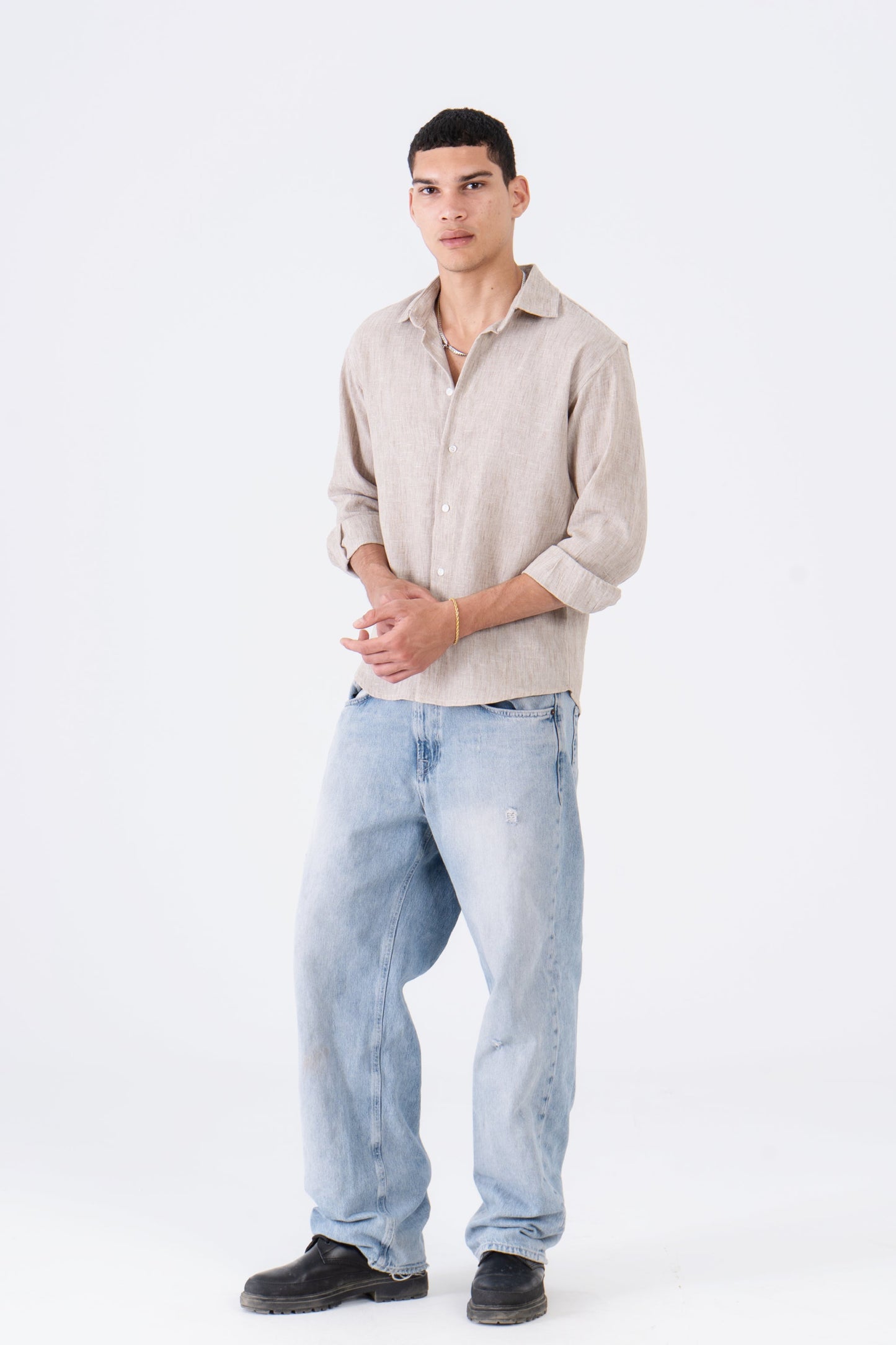 Tobacco Linen Long Sleeve Shirt - oddegypt
