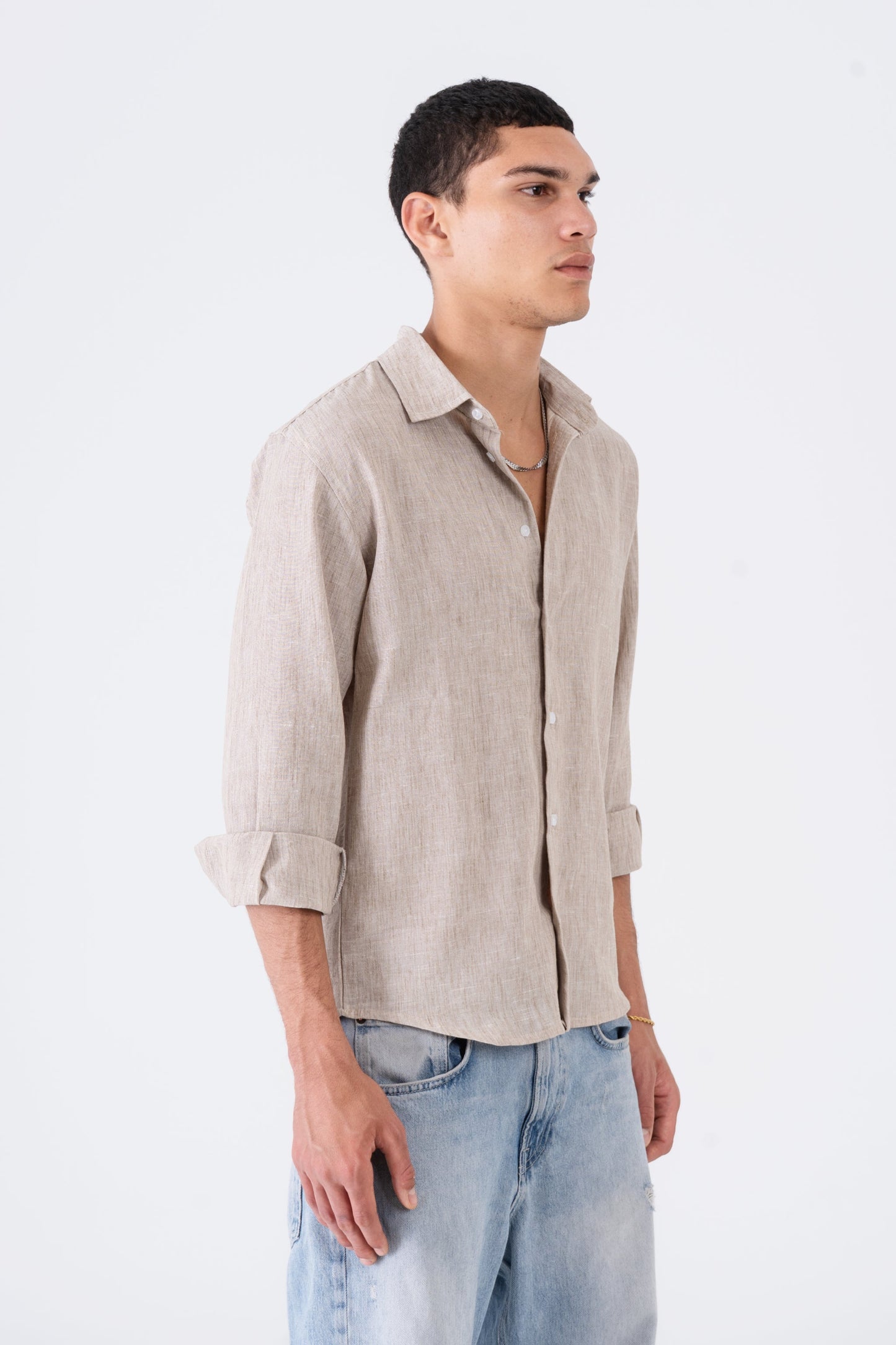 Tobacco Linen Long Sleeve Shirt - oddegypt