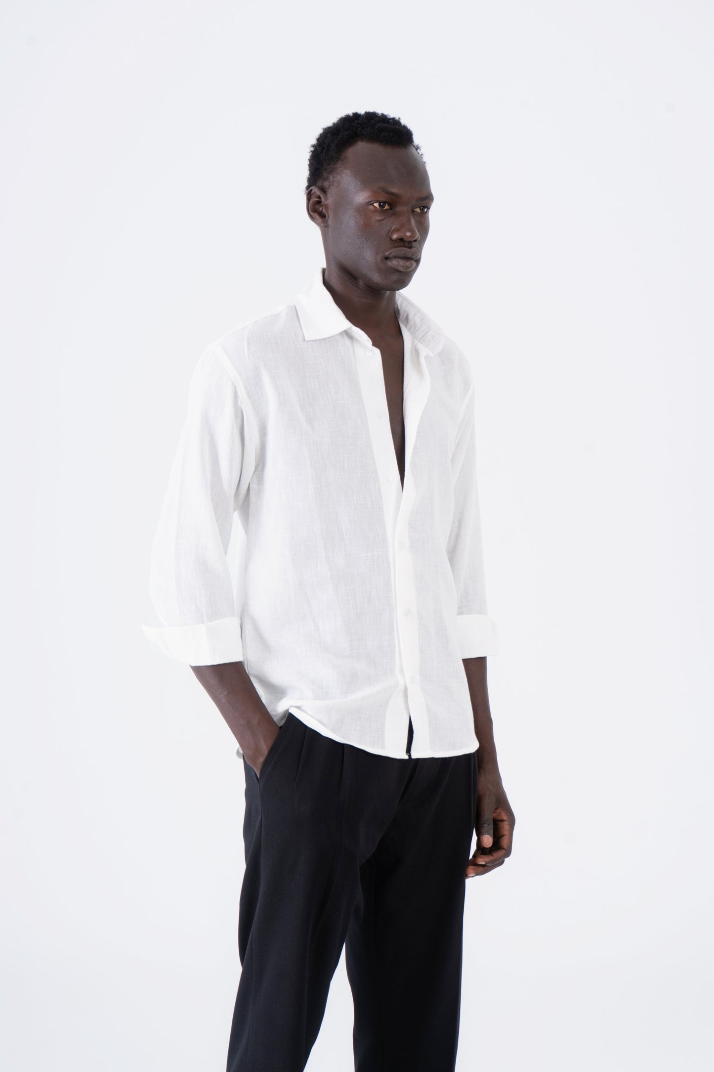 White Fog Linen Long Sleeve Shirt - oddegypt