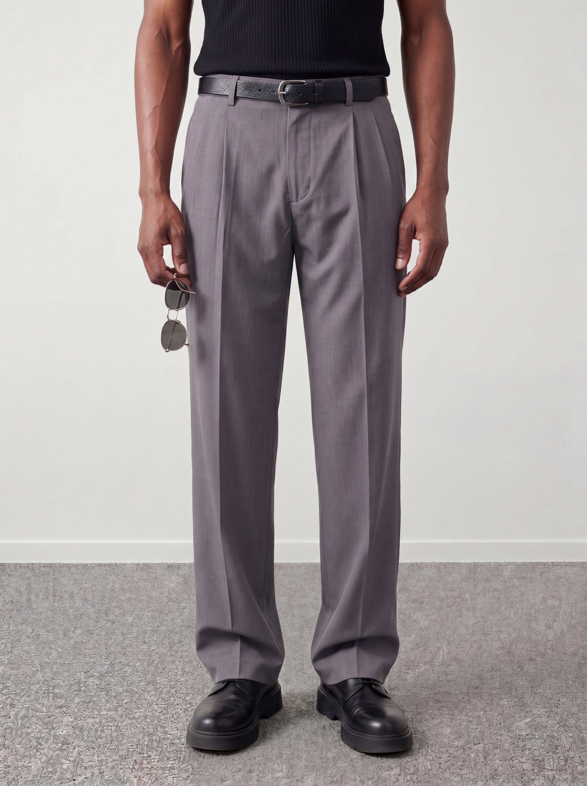 Grey Pleated Trousers - oddegypt