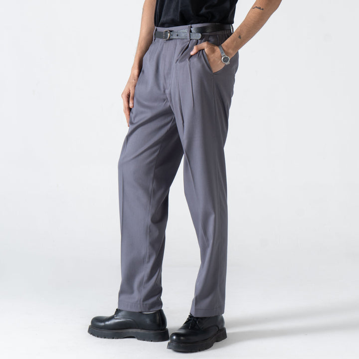 Grey Pleated Trousers
