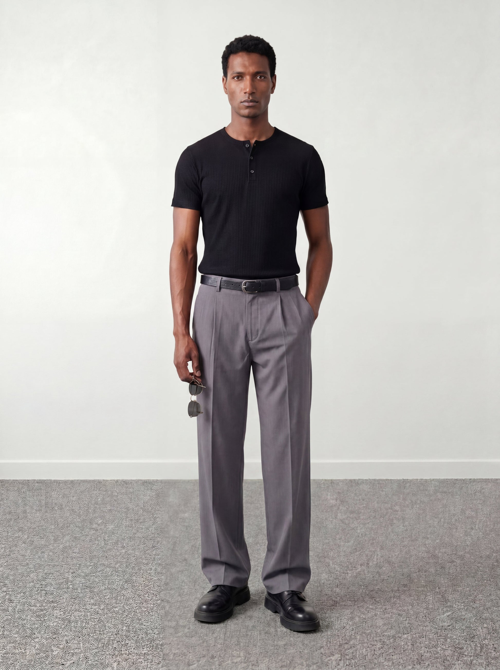 Grey Pleated Trousers - oddegypt