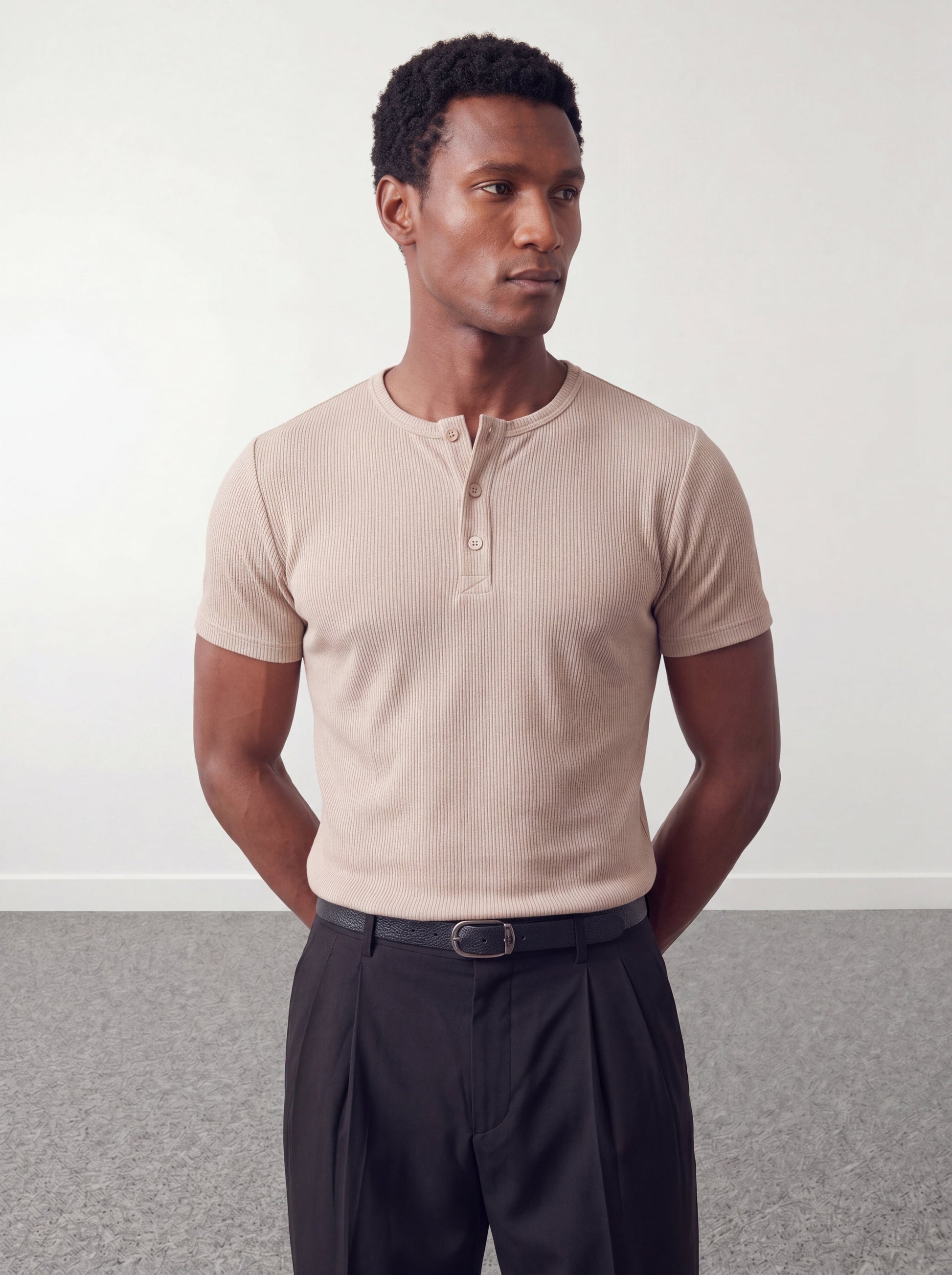 Henley T-shirt - Beige - oddegypt
