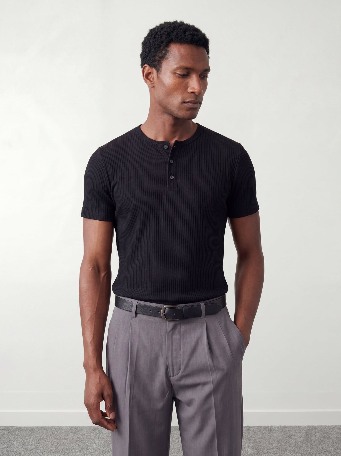 Henley T-shirt - Black - oddegypt
