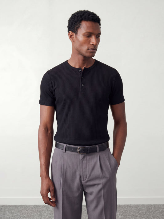 Henley T-shirt - Black - oddegypt