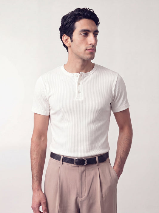 Henley T-shirt - Off white - oddegypt