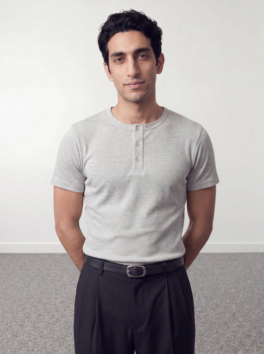 Henley T-shirt - Silver - oddegypt