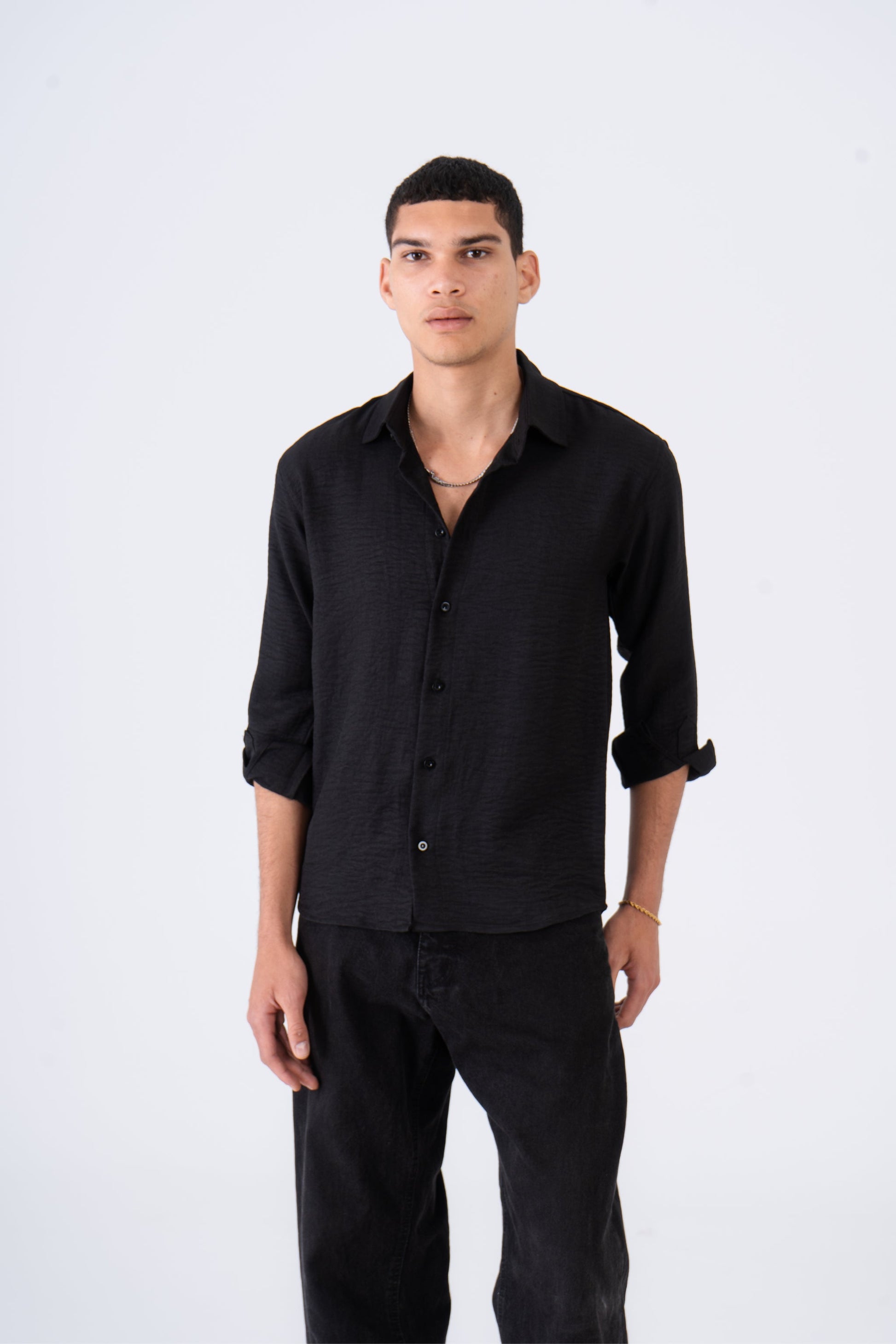 Midnight Linen Long Sleeve Shirt - oddegypt