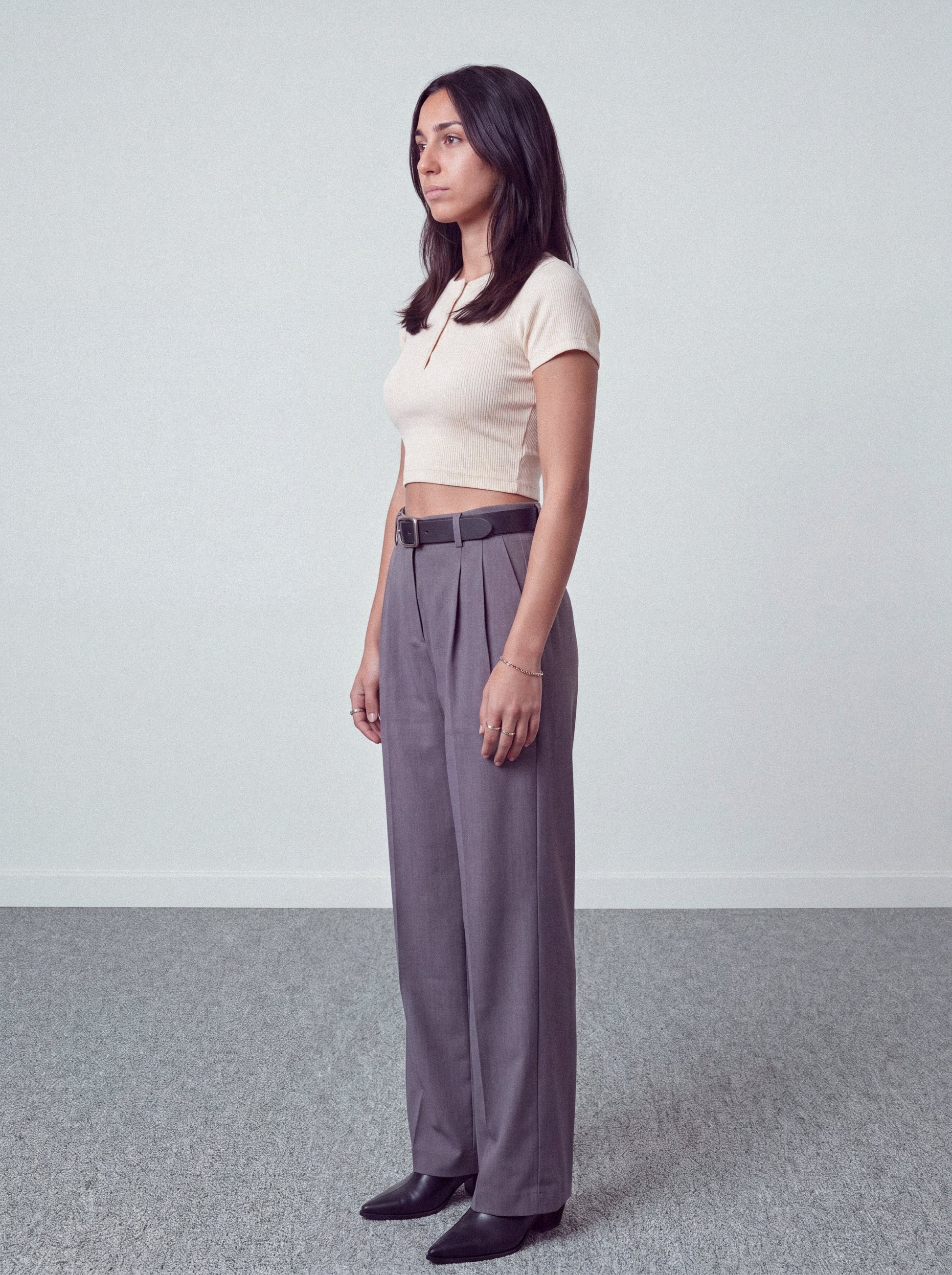 Minimal Pleated Trousers — Grey - oddegypt