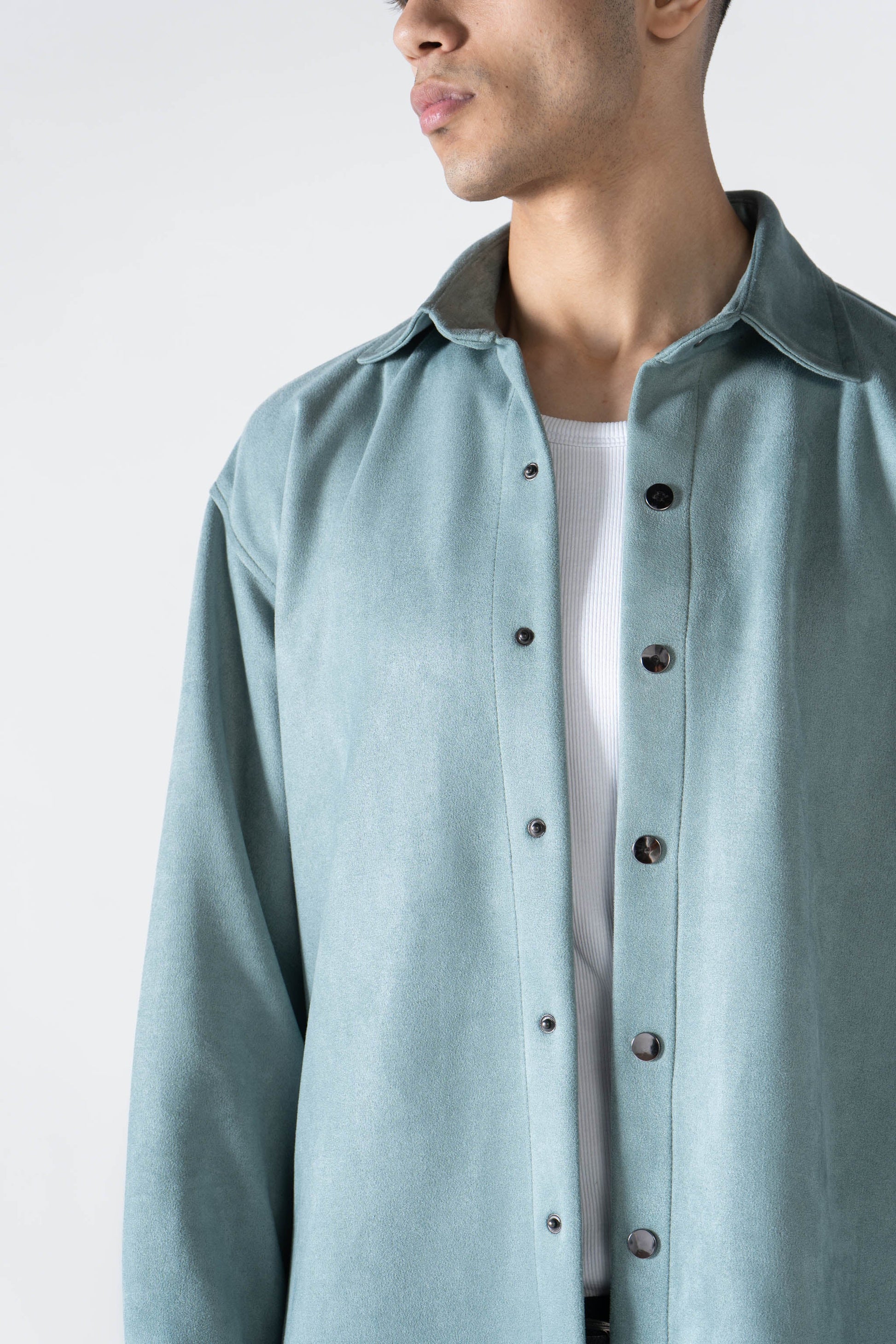 Mint Suede Long Sleeve Shirt - oddegypt