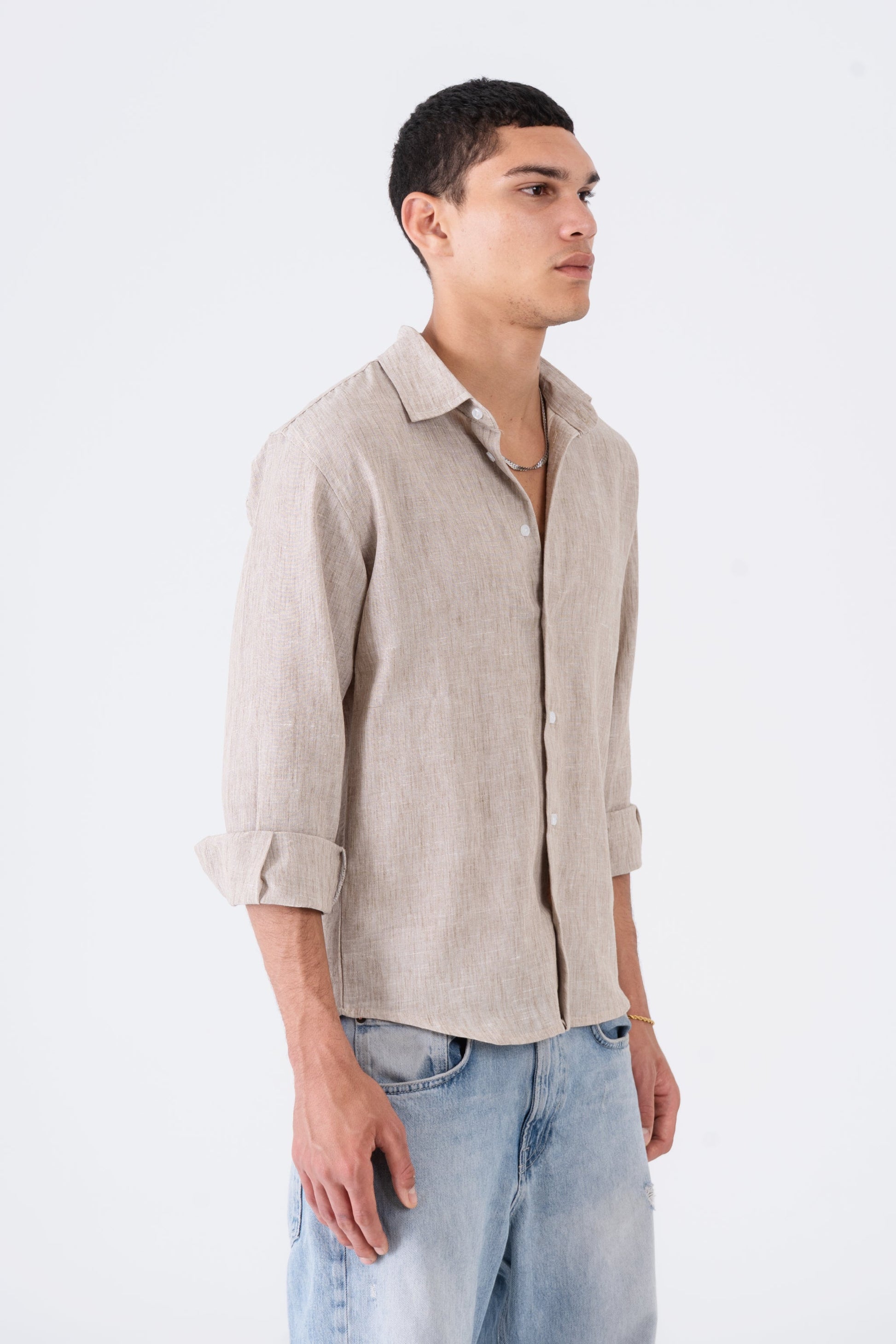 Tobacco Linen Long Sleeve Shirt - oddegypt